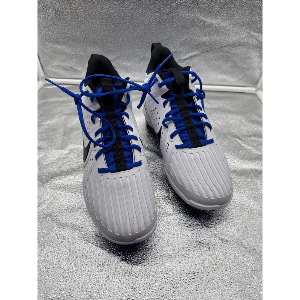 Nike Alpha Menace 3 Shark Football Cleats White Black Blue CV0139-101 Mens 10.5